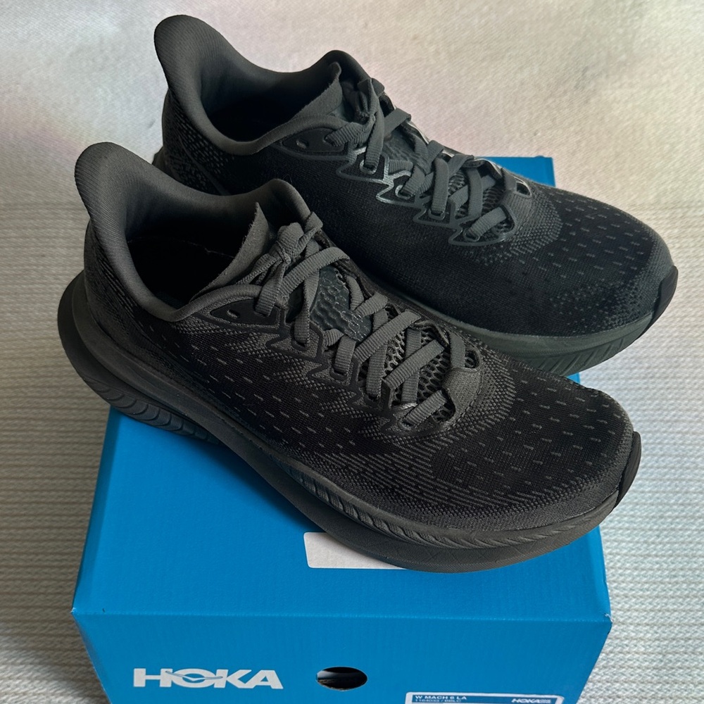 Hoka Womens Mach 6 Running Shoes - Black Charcoal